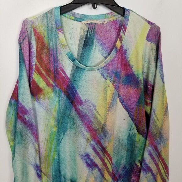 Soft Surroundings Women Dale Tunic Top Sz XL Artsy Multicolor Long Sleeve Boho - Picture 2 of 8